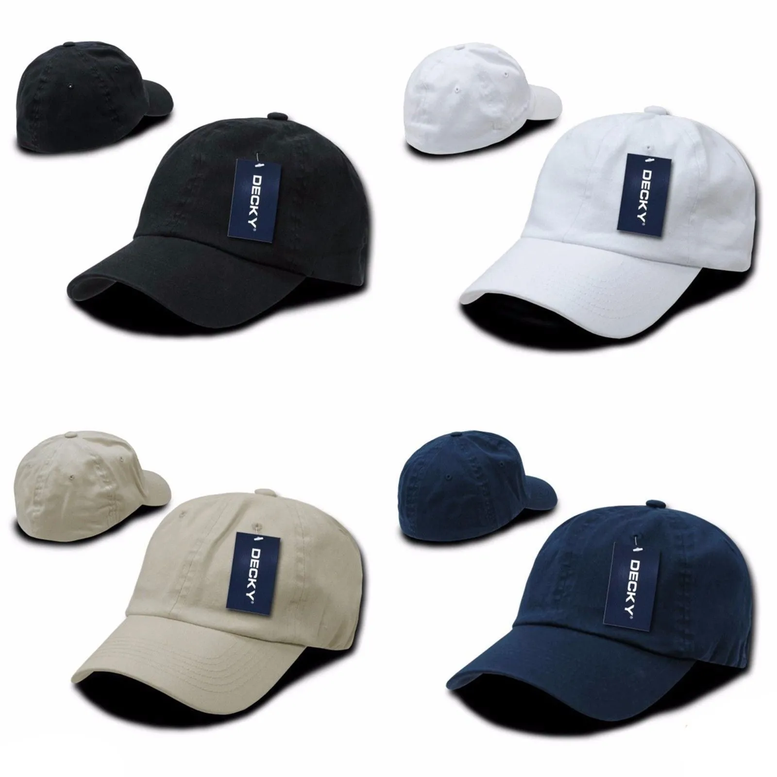 1 Dozen Decky Washed Cotton Polo Style Flex Fitted Baseball Hats Caps Wholesale Lots