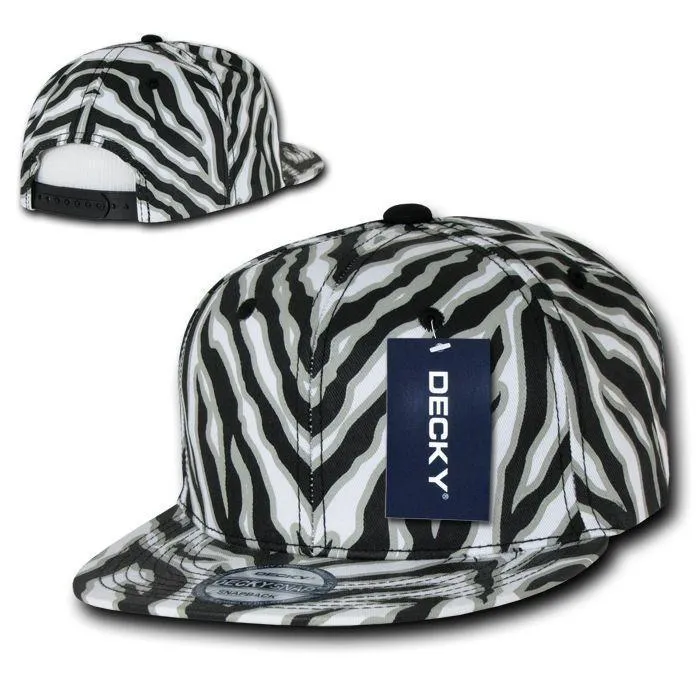 1 Dozen Decky Ziger Animal Print Flat Bill Hats Caps Baseball Zebra Wholesale Lots