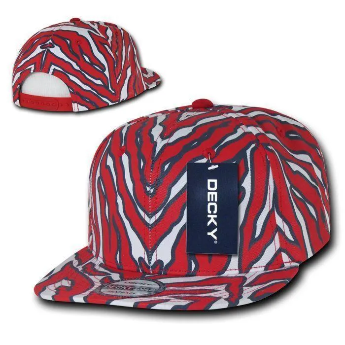1 Dozen Decky Ziger Animal Print Flat Bill Hats Caps Baseball Zebra Wholesale Lots