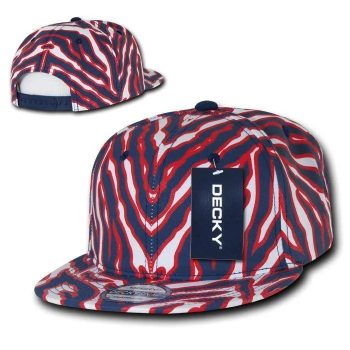 1 Dozen Decky Ziger Animal Print Flat Bill Hats Caps Baseball Zebra Wholesale Lots