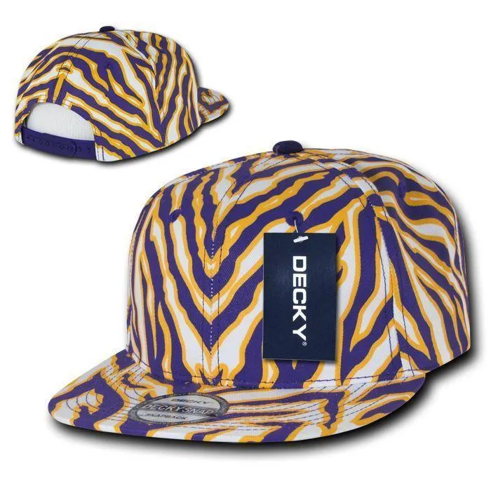 1 Dozen Decky Ziger Animal Print Flat Bill Hats Caps Baseball Zebra Wholesale Lots