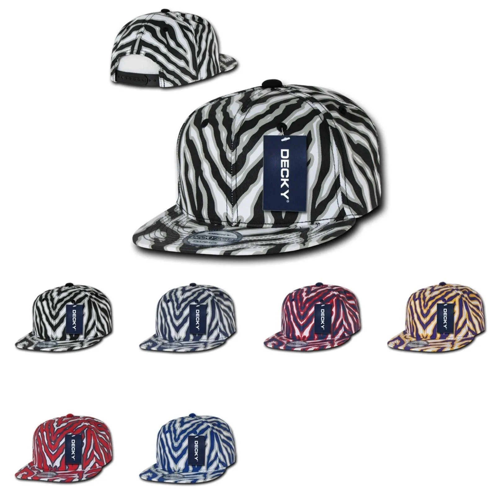 1 Dozen Decky Ziger Animal Print Flat Bill Hats Caps Baseball Zebra Wholesale Lots