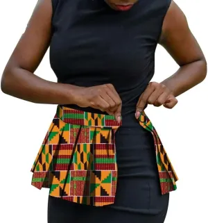 African Fabric Print Belt for Women Party Festival Dance Pleated Skirt Belts