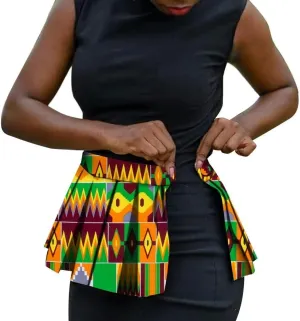 African Fabric Print Belt for Women Party Festival Dance Pleated Skirt Belts