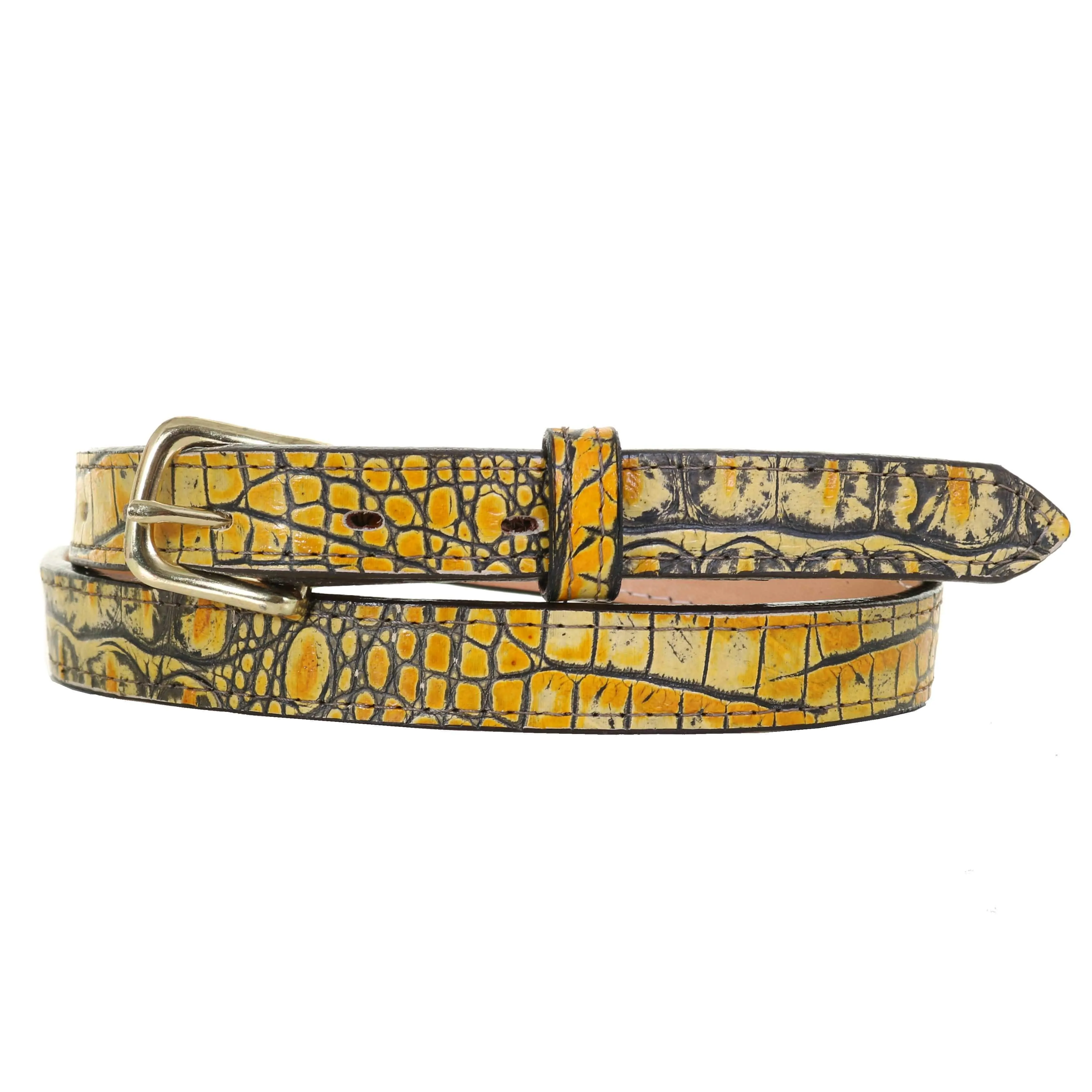 B1068 - Canary Hornback Gator Print Leather Belt