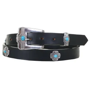 B1099 -  Black Harness Leather Concho Belt