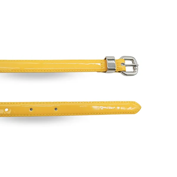 CARRIE -  Womens Yellow Skinny Patent Leather Belt