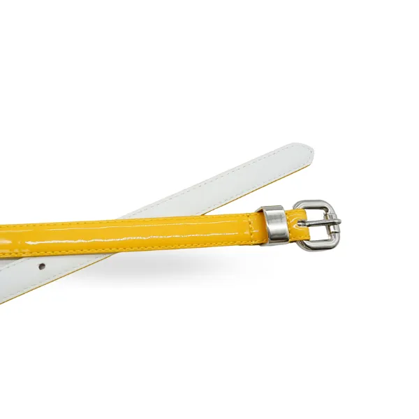 CARRIE -  Womens Yellow Skinny Patent Leather Belt