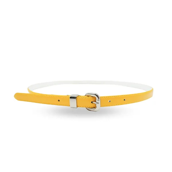 CARRIE -  Womens Yellow Skinny Patent Leather Belt