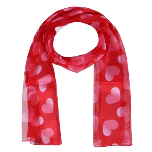 CTM® Women's Lightweight Satin Valentine's Bold Heart Print Scarf