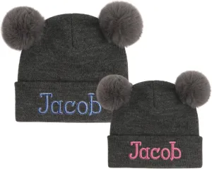 Custom Name Beanie Hats for Baby Girls Boys, Personalized Embroidered Beanies for Infants Toddlers, Winter Knit Hat