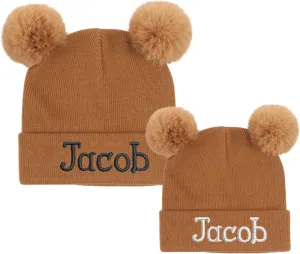 Custom Name Beanie Hats for Baby Girls Boys, Personalized Embroidered Beanies for Infants Toddlers, Winter Knit Hat