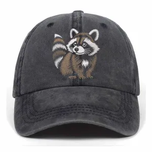 Cute Little Raccoon Vintage Washed Baseball Cap