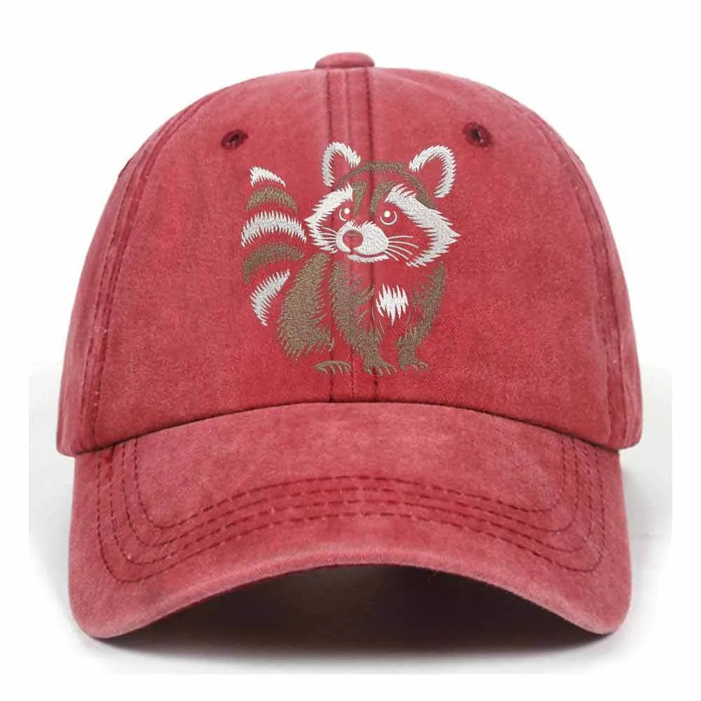 Cute Little Raccoon Vintage Washed Baseball Cap