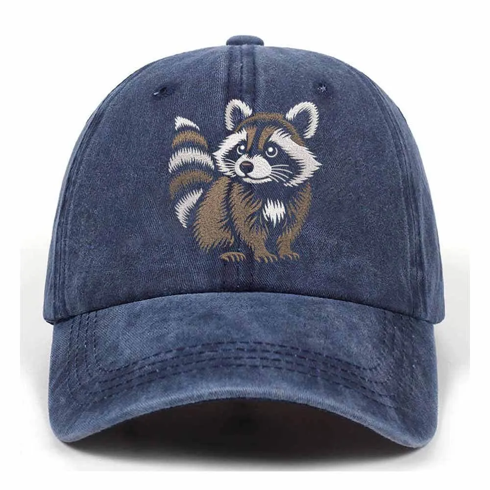 Cute Little Raccoon Vintage Washed Baseball Cap