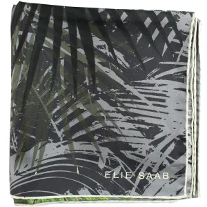 Elie Saab Silk Scarf Gray Green Forest - Large 36 Inch Square Foulard FINAL SALE