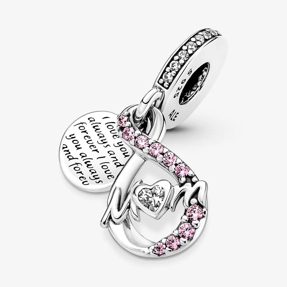 FINAL SALE Pandora Mom Infinity Pavé Double Dangle Charm