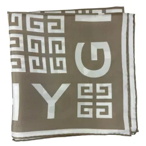 Givenchy Scarf Taupe 4G Design - Square Twill Silk Foulard SALE