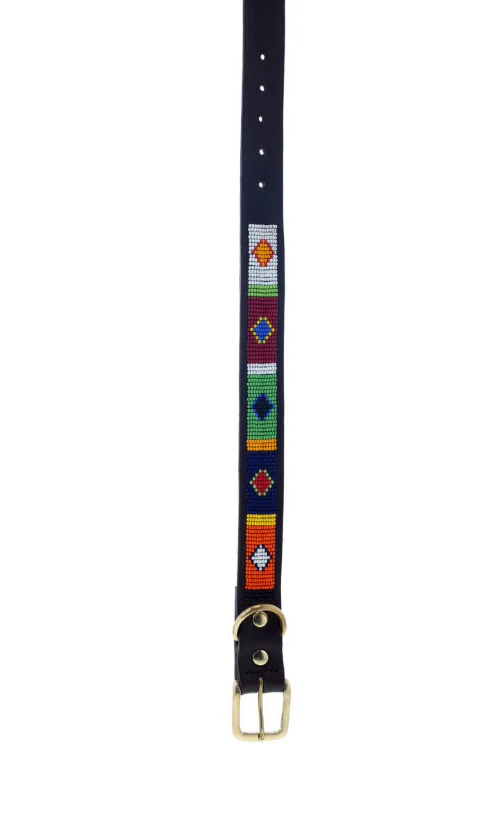 Maasai Beaded Leather Dog Collar