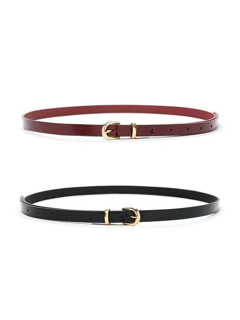Metal Buckle Skinny Belt 2pcs