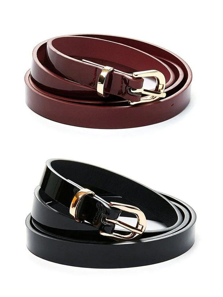 Metal Buckle Skinny Belt 2pcs
