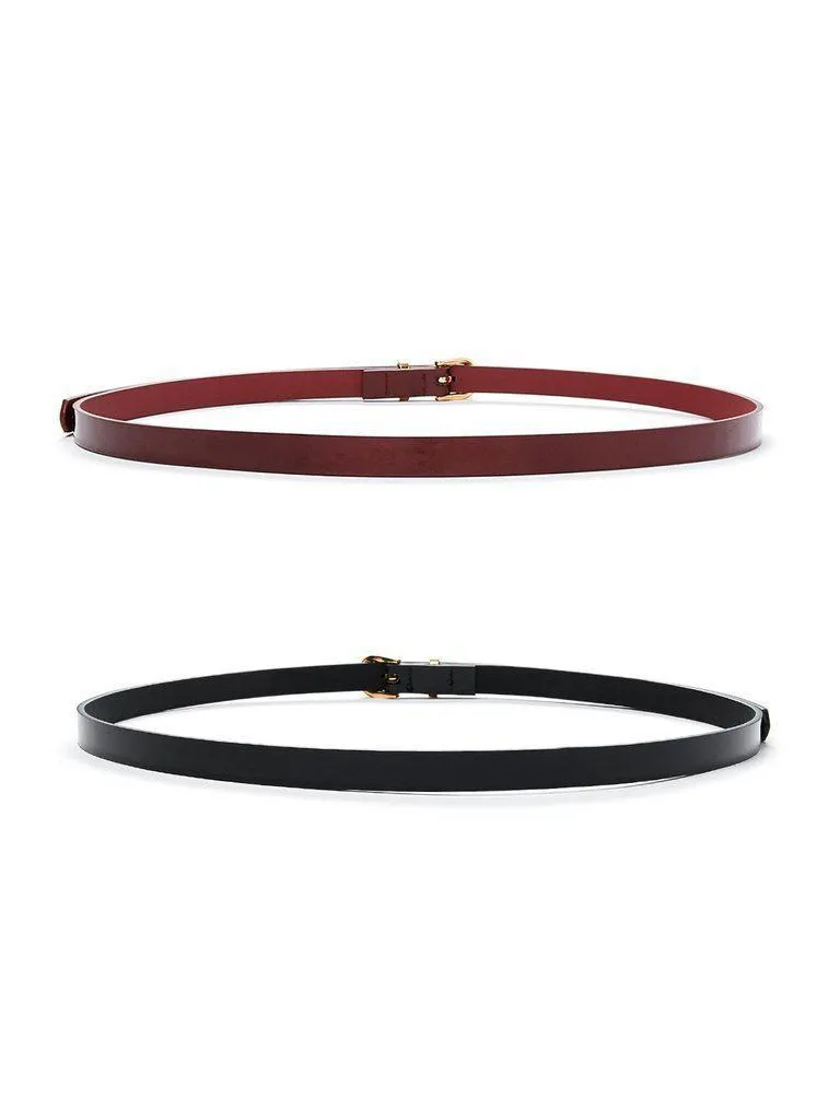 Metal Buckle Skinny Belt 2pcs