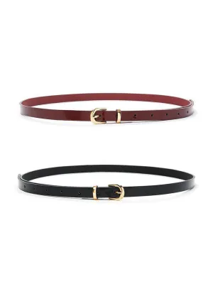 Metal Buckle Skinny Belt 2pcs