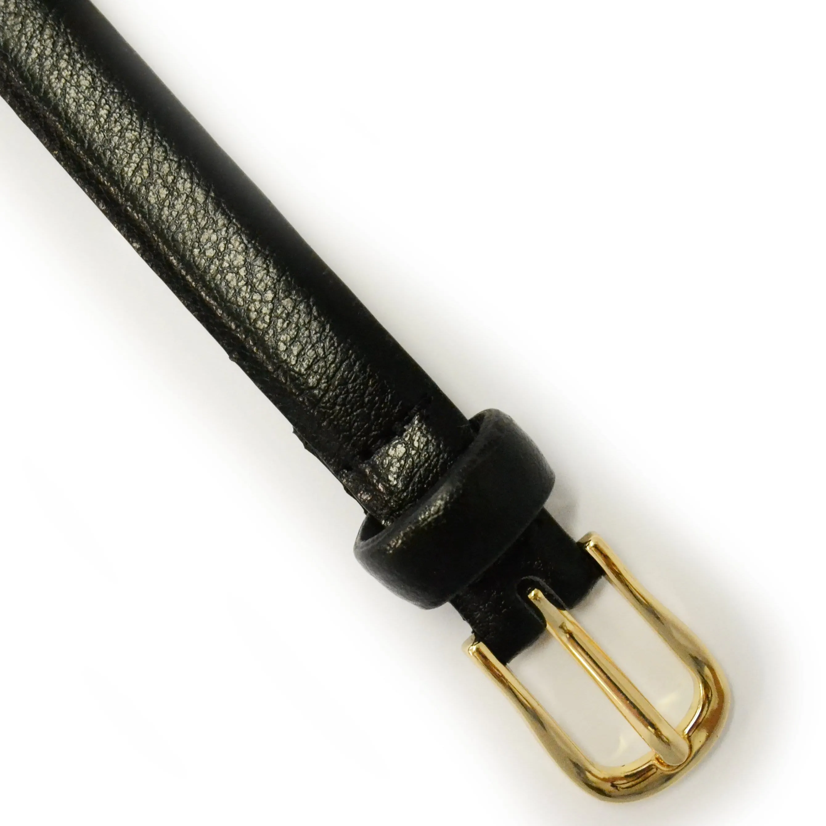PIPER - Womens Black Genuine Leather Skinny Belt