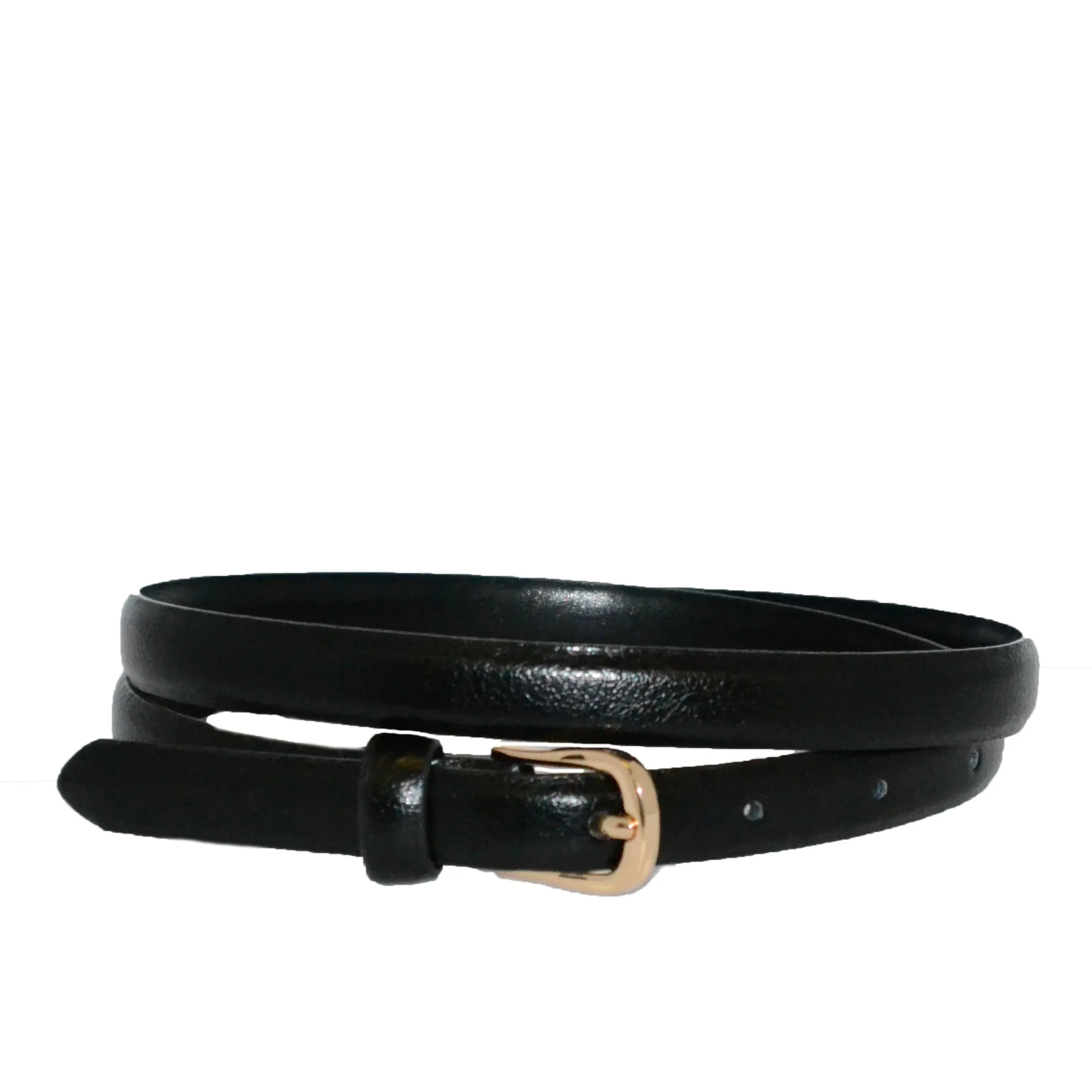 PIPER - Womens Black Genuine Leather Skinny Belt