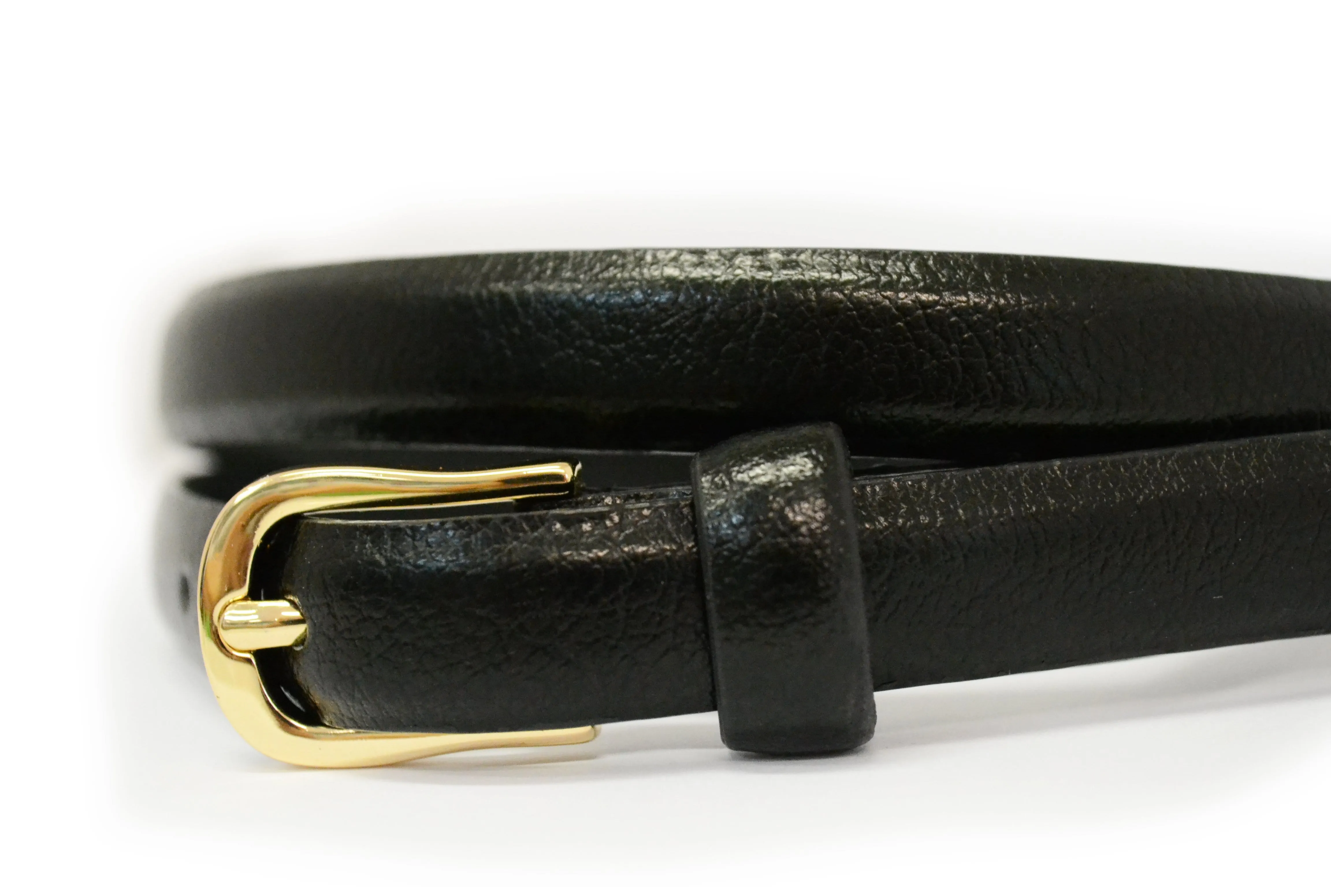 PIPER - Womens Black Genuine Leather Skinny Belt