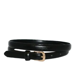 PIPER - Womens Black Genuine Leather Skinny Belt