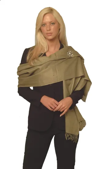Scarves/wrap/stole/shawl in Pashmina from Cashmere Pashmina Group (Olive Green)