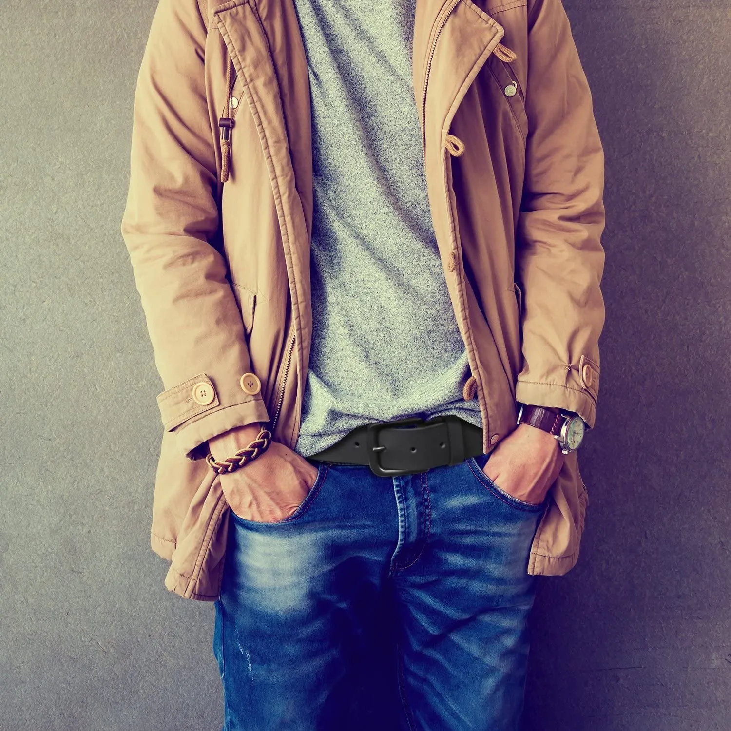 Timberland Men's Casual Leather Belt | Color Black