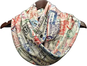 Universal Zone Traveler Scarf, Infinity Scarf with Passport Stamps, Flight Attendant Gift, Travel Agent Gift