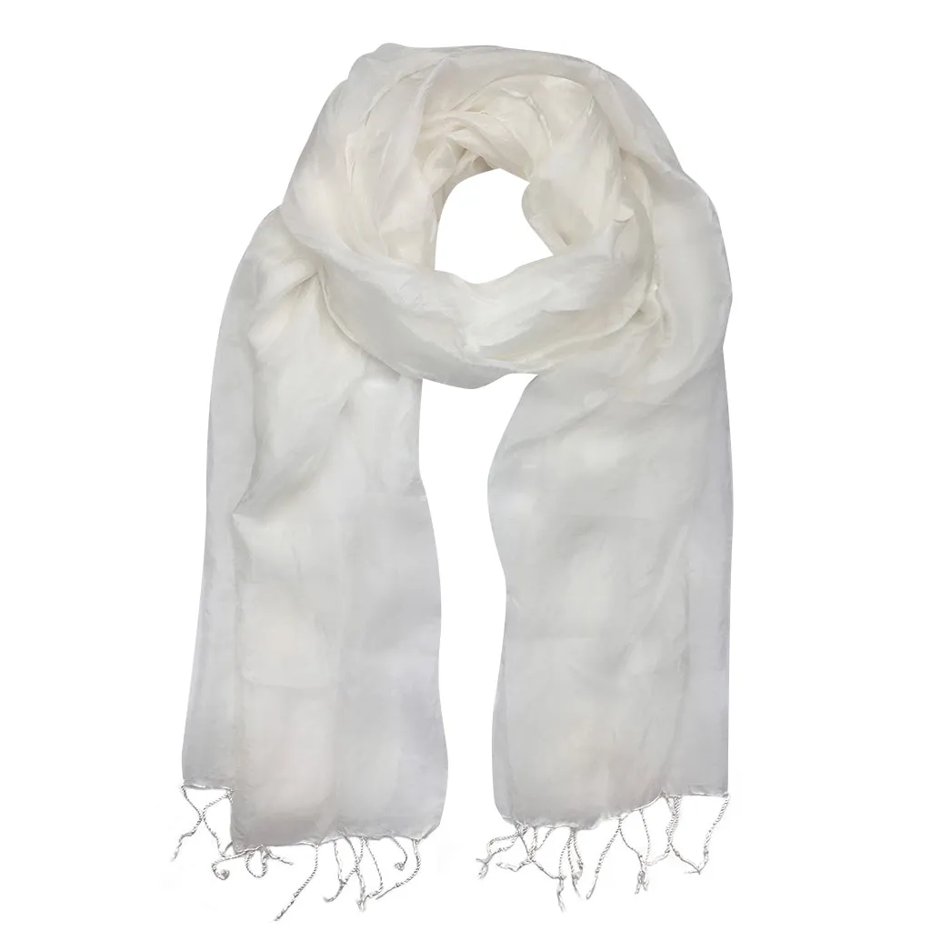 White Khmer Silk Scarf by SLATE   SALT