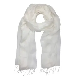 White Khmer Silk Scarf by SLATE   SALT