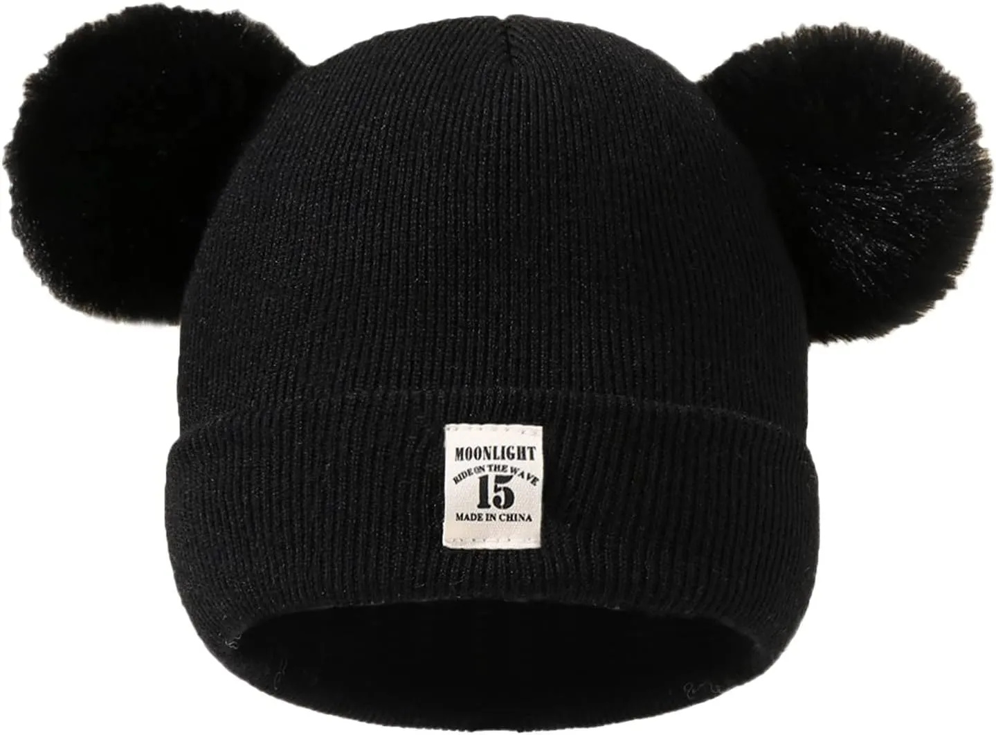 Winter Hat for Kids Toddler Children Boys Girls Beanie with Double Poms Poms Soft Warm Knitted Beanie Hat
