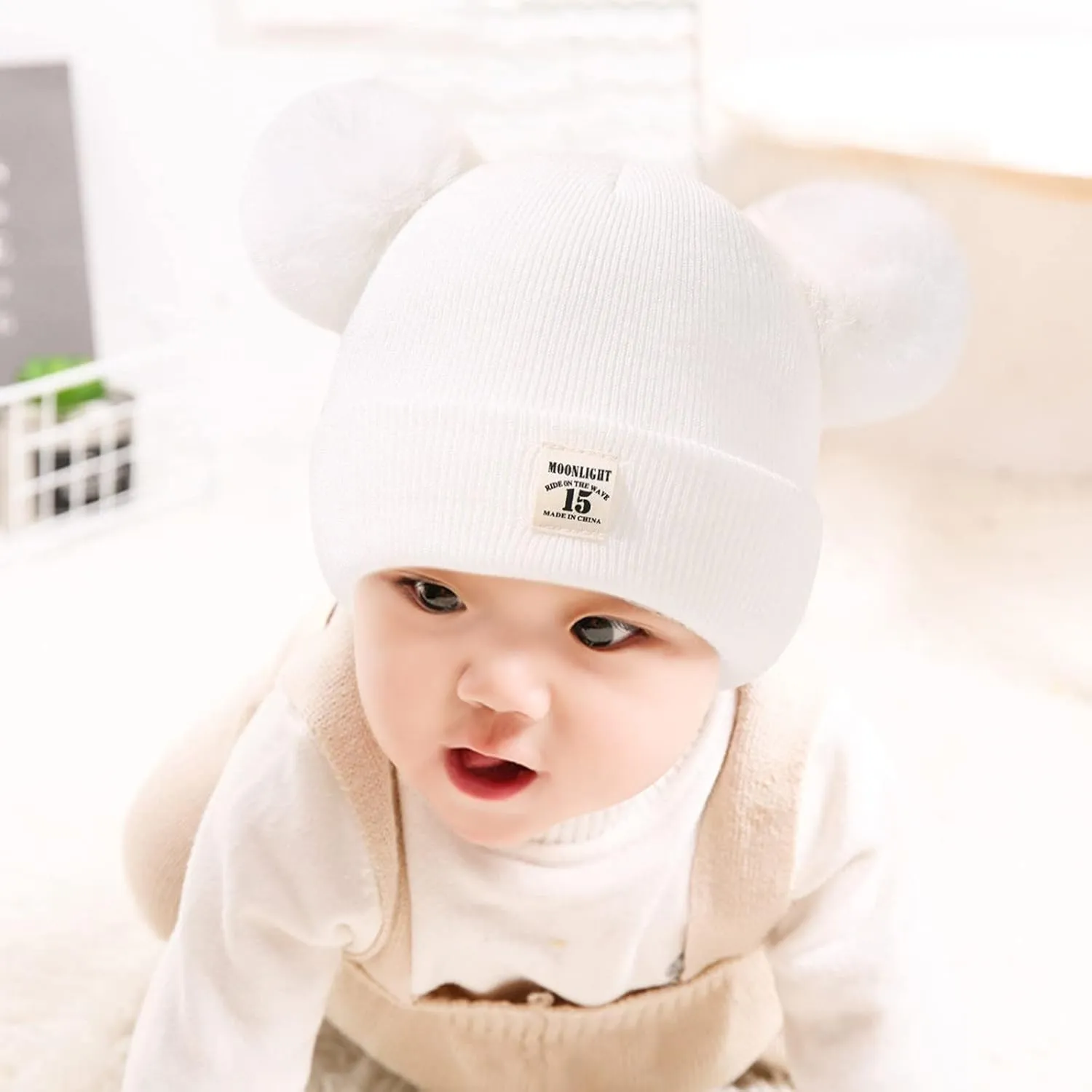 Winter Hat for Kids Toddler Children Boys Girls Beanie with Double Poms Poms Soft Warm Knitted Beanie Hat