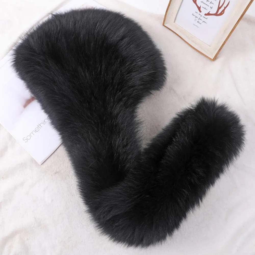 Women's Genuine Fox Hair Loop Infinity Scarf Hood Scarf Head Scarf Wrap Outdoor Hat Winter Warm